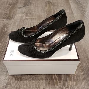 Coach Maren beaded black suede pumps size 8